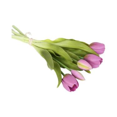 Imagem de Buquê De Tulipas Artificiais 5 Peças Flores Falsas De Silicone Decoraç