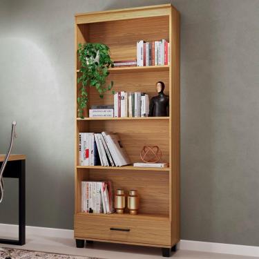 Imagem de Estante Para Livros 1 Gaveta 3 Prateleiras 100% Mdf Freijó C57 - Pradel