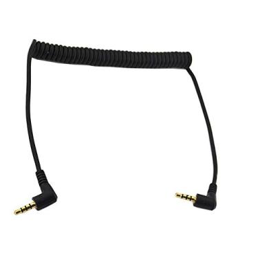 Imagem de Halokny Cabo de áudio estéreo enrolado, (1 peça) 90 graus ângulo reto 3,5 mm macho para conector macho 4 polos TRRS extensão auxiliar áudio espiral cabo espiral (TRRS M/M)