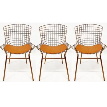 Imagem de Kit 3 Cadeiras Para Cozinha Bertóia Cobre Tubular - Poltronas Do Sul