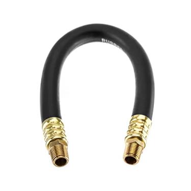 Imagem de QWORK Mangueira de compressor de ar, mangueira de ar de 3/8" x 15", pressão operacional máxima de 300 PSI, NPT macho de 1/4" para conexões NPT macho de 6,35 mm, 1 pacote