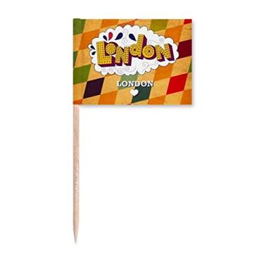 Imagem de Love London Britain Reino Unido treliça bandeiras de palito de dente marcador topo decoração de festa