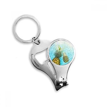 Imagem de Abacaxi frutas vermelhas imagem azul água unha anel chaveiro abridor de garrafa cortador