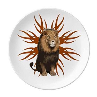 Imagem de Prato decorativo de porcelana para mesa Feline Lions Fierce Flames