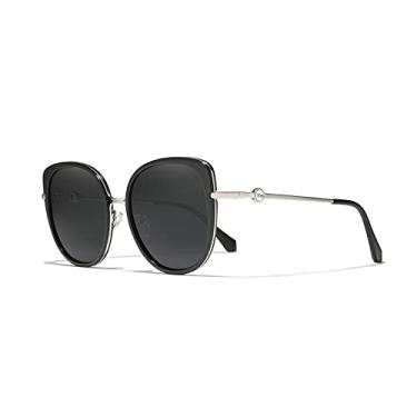 Imagem de Design Fashion Óculos de Sol Femininos Polarizados Óculos de Sol Femininos com Proteção UV400 Óculos de Olho de Gato, Preto, Tamanho Único