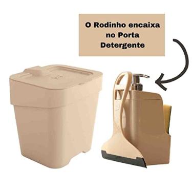 Imagem de Kit 3 Peças Para Pia Cozinha Com Porta Detergente Lixeira E Rodinho Slim UZ cor:Cappuccino