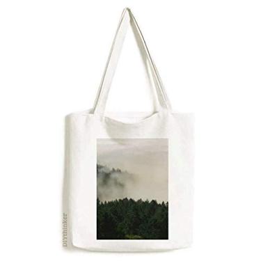 Imagem de Sacola de lona Mountain Fog Forest Cloud Sky Bolsa de compras casual