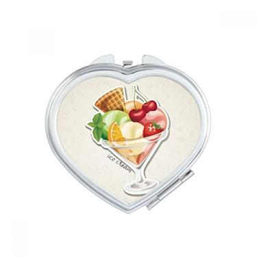 Imagem de Laranja cereja morango fruta doce sorvete coração espelho viagem ampliação portátil bolso maquiagem portátil