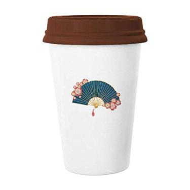Imagem de Chinese Fans Caneca de cerâmica feita à mão com estampa de alfabetização para café e copo de cerâmica