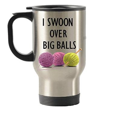 Imagem de I swoon over big balls Caneca de aço inoxidável para viagem com isolamento térmico