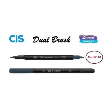 Imagem de Caneta Pincel Cis Dual Brush Pen Aquarelável 46 Cinza 11C