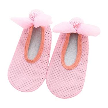 Imagem de Meias infantis para meninos e meninas meias de malha respirável meias de chão meias antiderrapantes sapatos antiderrapantes (rosa, GG criança pequena)