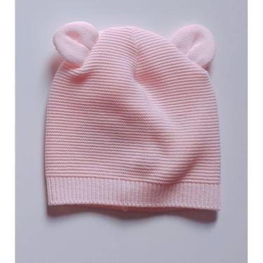 Imagem de Touca bebê tricô gorro com orelhinhas de urso linha acrílica