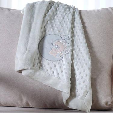 Imagem de Manta Bebê Dots Camada Dupla de Plush 100x70 com Bordado