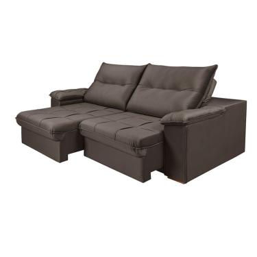 Imagem de Sofá 3 lugares Retrátil e Reclinavél Dalas Veludo Marrom 230 cm