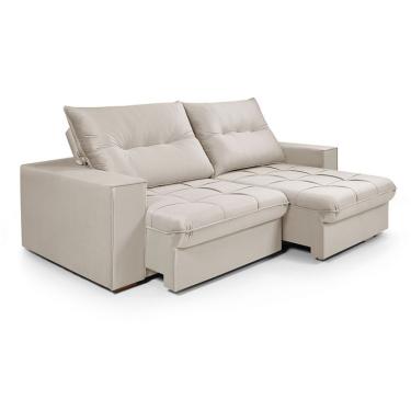 Imagem de Sofá 3 lugares Retrátil e Reclinavél Cancun Veludo Bege 230 cm