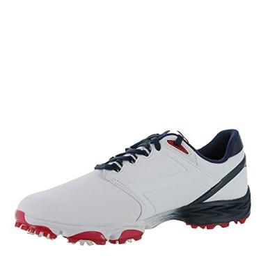 Imagem de New Balance Striker V3 Tênis de golfe masculino, Branco/Azul/Vermelho, 8.5