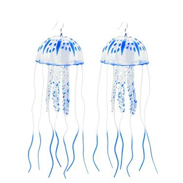 Imagem de Brincos de água-viva 3D de cor fluorescente, brincos estranhos que brilham no escuro, brincos de festa para decoração de festa para mulheres, feminina Gel de sílica, gel de sílica