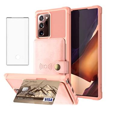 Imagem de Asuwish Capa carteira para Samsung Galaxy Note 20 Ultra 5G com protetor de tela de vidro temperado e porta-cartão de crédito magnético Note20 Plus Notes 20Ultra Note20+ U + 20+ Twenty Not S20 Rosa