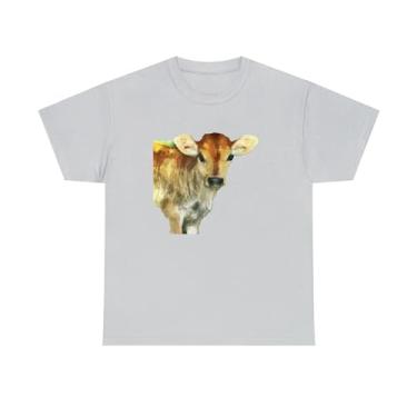 Imagem de Camiseta unissex de algodão pesado Jersey Calf, Cinza gelo, XXG