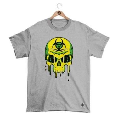 Imagem de Camiseta Mafiaclub Gola Redonda Estampa CAVEIRA RADIOATIVA Streetwear fio 30.1 Penteado...