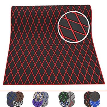 Imagem de KT GuoMei 259,8 cm x 117,9 cm padrão diamante deck marinho autoadesivo piso de barco de espuma EVA deck marinho antiderrapante para lancha pesca barco iate (259,8 cm x 95,8 cm, cinza escuro e vermelho)