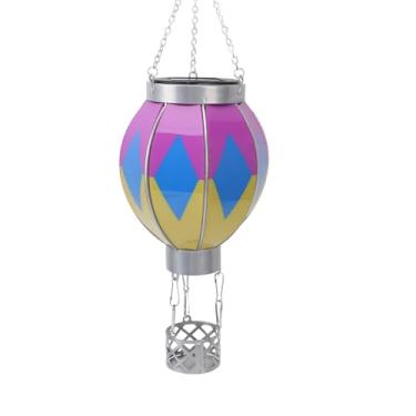 Imagem de Lanterna Solar de Balão, Lâmpada Decorativa Portátil Suspensa Ao Ar Livre de Ferro Com Energia Solar para Pátio, Jardim, Varanda (29x20cm/11,4x7,9 pol.)