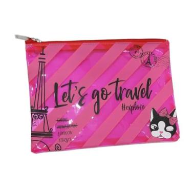 Imagem de Necessaire Feminina Rebecca Bonbon Bolsa de Maquiagem Organizador de Beleza Viagem Porta Cosméticos Compacta Multifuncional Rosa