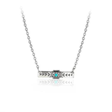 Imagem de Colar turquesa natural, boêmio, colares ocidentais, joias para mulheres e homens, cabeça de touro, etiqueta de vaca, raio, colar de ferradura, acessórios hippie, colar com pingente de barra cruzada,