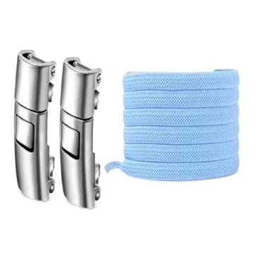 Imagem de Press Lock Shoelaces Without Ties Elastic Laces Sneaker 8MM Widened Flat No Tie Shoe Laces Kids Adult Shoelace For Shoes(Sky blue)