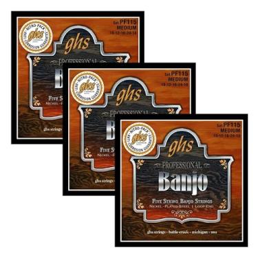 Imagem de GHS Strings BANJO - Conjunto de cordas niqueladas - 5 cordas - PF115 - Médio, 3 conjuntos de PF115