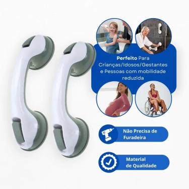 Imagem de Kit 2 Barras De Apoio Portatil Banheiro Para Idosos Deficientes Com Ventosa Forte