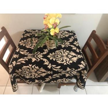 Imagem de Toalha De Mesa Retangular 6 lugares Tecido Oxford Arabesco Preta TL02-