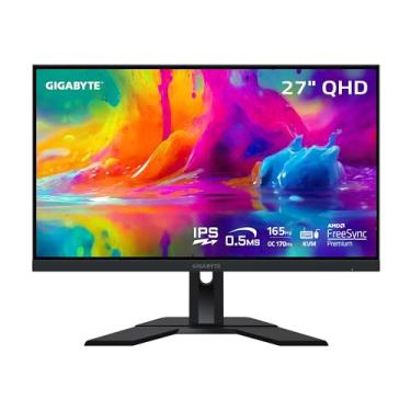 Imagem de GIGABYTE Monitor de jogos M27Q 68.6 cm 165Hz 1440P -KVM, tela IPS SS 2560 x 1440, tempo de resposta de 0,5 ms (MPRT), 92% DCI-P3, HDR Ready, FreeSync Premium, 1x porta de exibição 1.2, 2x HDMI 2.0, 2x
