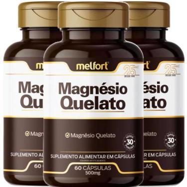 Imagem de 3 x Magnésio Quelato 500mg 180 Cápsulas Suplemento Alimentar - Melfort