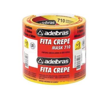 Imagem de Kit 2 Rolos Fita Crepe Uso Geral 48mm X 50 Metros Pintura - Adelbrás