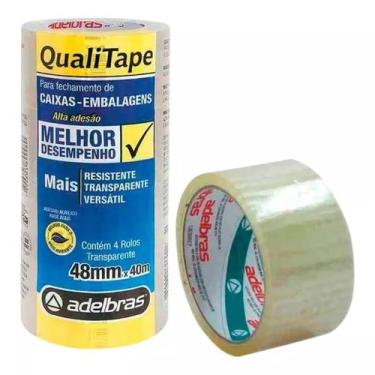 Imagem de Fita Adesiva Transparente 48x40 Durex Largo - Kit 4 Rolos - Adelbrás
