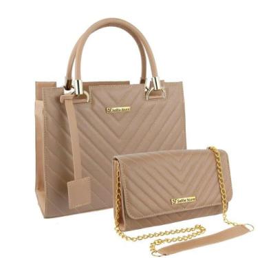 Imagem de Bolsa Feminina Transversal Tote De Lado + Bolsa Carteira Kit - Selfie 