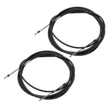 Imagem de uxcell 2 peças, 5,2 metros, 5,2 metros, 520,7 cm, cabo de caixa de controle remoto para sistema de direção do motor de popa e barco preto