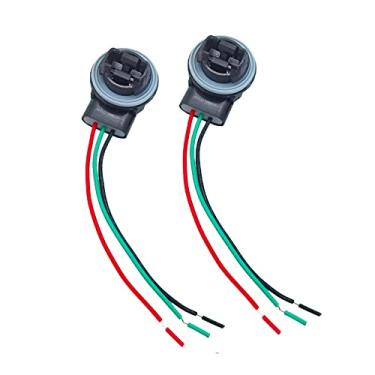 Imagem de DSkoiph 3157B 4157 lâmpadas de fio para chicote de fios de luz pigtail compatível com lâmpadas LED e padrão de luz de freio de seta, pacote com 2