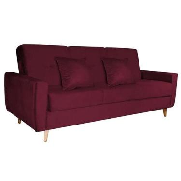 Imagem de Sofá-Cama 3 Lugares com Baú Pamela Veludo Vermelho - Matrix