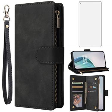 Imagem de Asuwish Compatível com OnePlus Nord N100 capa carteira protetora de tela de vidro temperado e capa flip suporte para cartão capas de celular para One Plus N 100 4G 1 Plus 1 plus One+ 1+ 100N mulheres