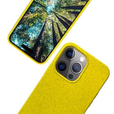 Imagem de eplanita Capa para celular ecológica compatível com iPhone 15 Pro Max, fibra vegetal, capa de proteção contra quedas, durável e sustentável (para iPhone 15 Pro Max, amarelo)