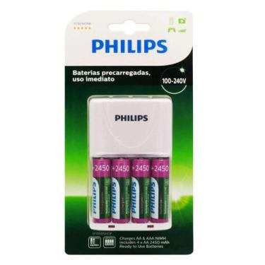 Imagem de Carregador de pilhas Philips SCB2445NB com 4 pilhas AA 2450mAh