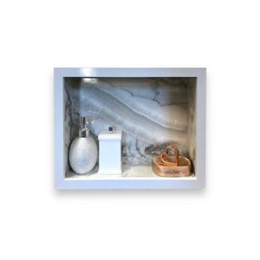 Imagem de Nicho Para Banheiro Porcelanato Caravaggio 30x40x11 Borda de Alumínio 