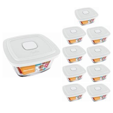 Imagem de Pote Vidro Marinex Quadrado Facilita Vap Com Tampa 1L 9Un - NADIR FIGU