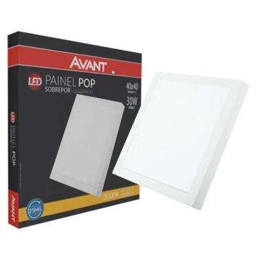 Imagem de Painel de Led Plafon Sobrepor Quadrado 30W 40x40cm Alumínio Branco Ava