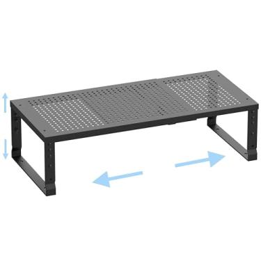 Imagem de Ipotive Organizador de cozinha expansível e ajustável, prateleiras de armazenamento de despensa, para prateleiras, cozinhas, bancadas, banheiros, trailer (1 unidade/preto, médio)