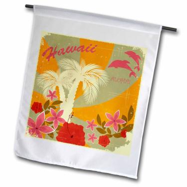 Imagem de 3dRose fl_167255_1 Bandeira de jardim com estampa de palmeiras do Havaí, 30 x 45 cm