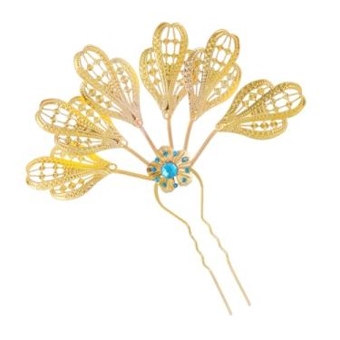 Imagem de Lureme Enfeite de cabelo étnico tailandês dourado com folhas vazadas para mulheres (hb000018-2)